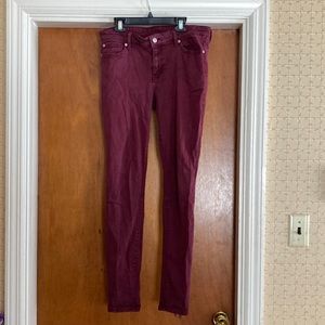 Gap size 8 skinny jeans. Maroon. Have some stretch to them.